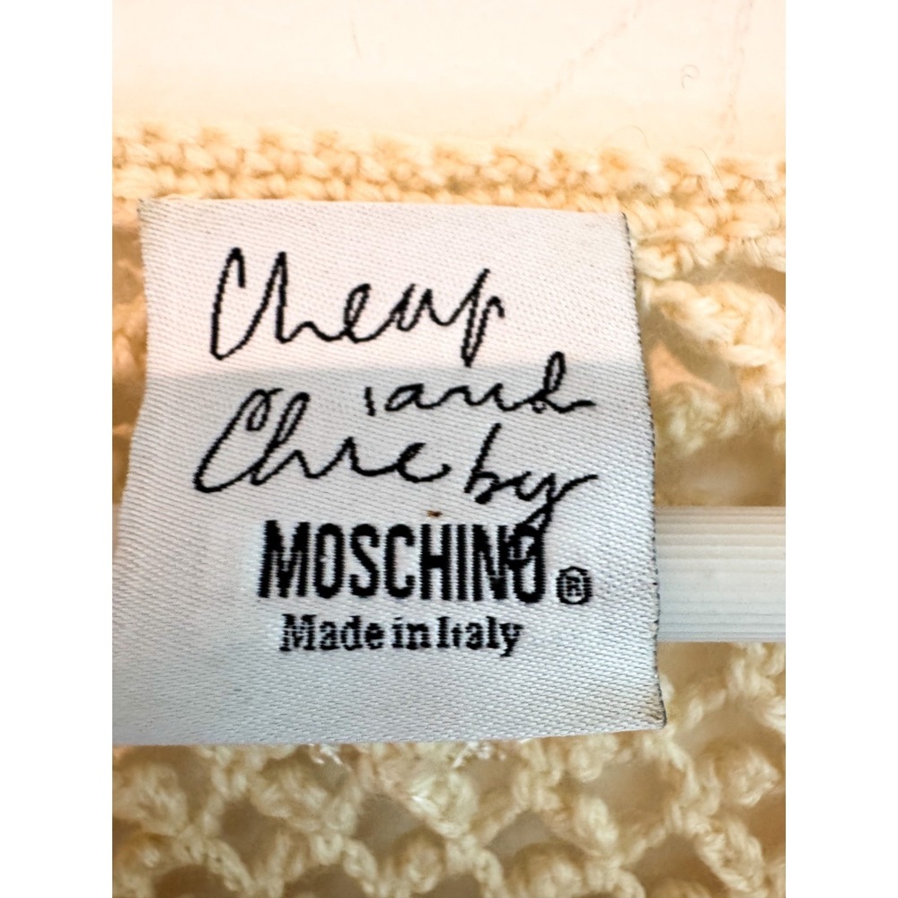 Vintage Moschino Cheap and Chic 100% Wool Cardigan Floral Appliqué Sz S - Picture 12 of 14